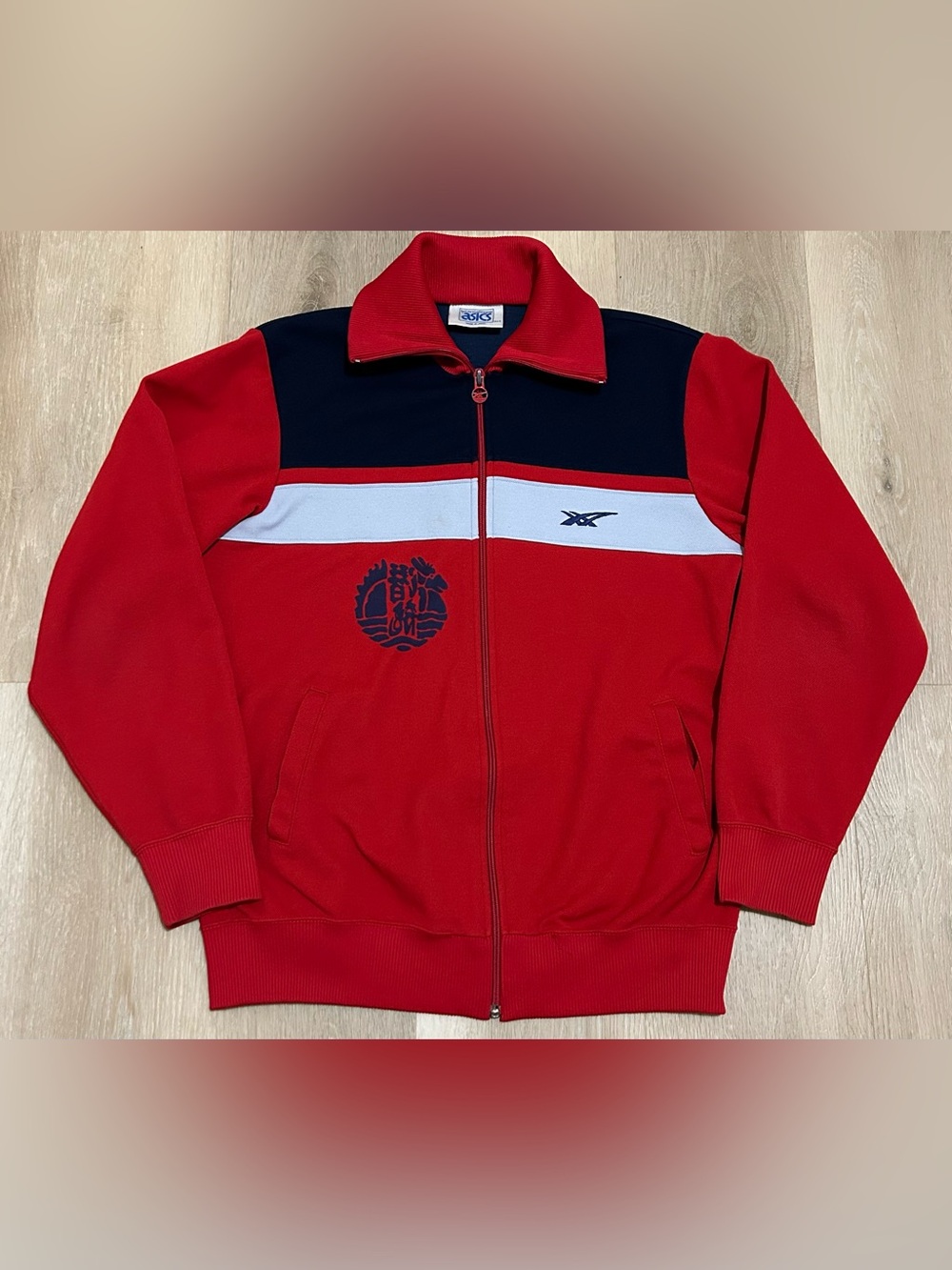 Vintage 1980’s ASICS Red Full-Zip Track Jacket made in japan